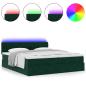 Preview: Ottoman-Bett mit Matratzen & LEDs Dunkelgrün 160x200 cm Samt