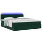 Preview: Ottoman-Bett mit Matratzen & LEDs Dunkelgrün 160x200 cm Samt