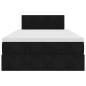 Preview: Ottomane Bett mit Matratze & LEDs Schwarz 120x190 cm Samt