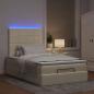 Preview: Ottoman-Bett mit Matratze & LEDs Creme 120x190 cm Stoff