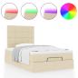 Preview: Ottoman-Bett mit Matratze & LEDs Creme 120x190 cm Stoff