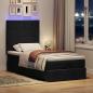 Preview: Ottoman-Bett mit Matratze & LEDs Schwarz 90x190 cm Stoff