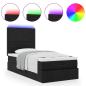 Preview: Ottoman-Bett mit Matratze & LEDs Schwarz 90x190 cm Stoff