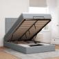 Preview: ARDEBO.de - Ottoman-Bett mit Matratze & LEDs Hellgrau 120x190 cm Stoff