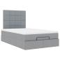 Preview: Ottoman-Bett mit Matratze & LEDs Hellgrau 120x190 cm Stoff