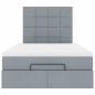 Preview: Ottoman-Bett mit Matratze & LEDs Hellgrau 120x190 cm Stoff