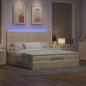 Preview: Ottoman-Bett mit Matratze & LEDs Creme 180x200 cm Stoff