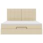 Preview: Ottoman-Bett mit Matratze & LEDs Creme 180x200 cm Stoff