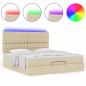 Preview: Ottoman-Bett mit Matratze & LEDs Creme 180x200 cm Stoff