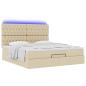 Preview: Ottoman-Bett mit Matratze & LEDs Creme 180x200 cm Stoff