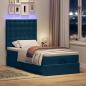 Preview: Ottoman-Bett mit Matratzen & LEDs Dunkelblau 90x190 cm Samt
