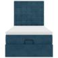 Preview: Ottoman-Bett mit Matratzen & LEDs Dunkelblau 90x190 cm Samt