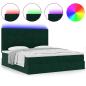 Preview: Ottoman-Bett mit Matratzen & LEDs Dunkelgrün 160x200 cm Samt