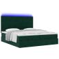 Preview: Ottoman-Bett mit Matratzen & LEDs Dunkelgrün 160x200 cm Samt
