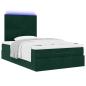 Preview: Ottoman-Bett mit Matratzen & LEDs Dunkelgrün 120x190 cm Samt