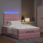 Preview: Ottoman-Bett mit Matratzen & LEDs Rosa 120x190 cm Samt