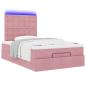 Preview: Ottoman-Bett mit Matratzen & LEDs Rosa 120x190 cm Samt