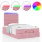 Preview: Ottoman-Bett mit Matratzen & LEDs Rosa 120x190 cm Samt