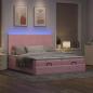 Preview: Ottoman-Bett mit Matratzen & LEDs Rosa 160x200 cm Samt
