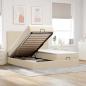 Preview: ARDEBO.de - Ottoman-Bett mit Matratzen & LEDs Creme 180x200 cm Stoff