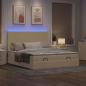 Preview: Ottoman-Bett mit Matratzen & LEDs Creme 180x200 cm Stoff