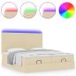 Preview: Ottoman-Bett mit Matratzen & LEDs Creme 180x200 cm Stoff