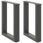 Preview: ARDEBO.de - Couchtischbeine U-Form 2 Stk. Anthrazit 38x(42-43) cm Stahl