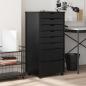 Preview: ARDEBO.de - Rollschrank mit Schubladen MOSS Schwarz Massivholz Kiefer