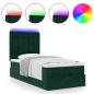 Preview: Ottoman-Bett mit Matratzen & LEDs Dunkelgrün 80x200 cm Samt