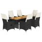 Preview: 7-tlg. Garten-Essgruppe mit Kissen Schwarz Poly Rattan