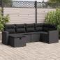 Preview: ARDEBO.de - 6-tlg. Garten-Sofagarnitur mit Kissen Schwarz Poly Rattan