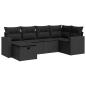 Preview: 6-tlg. Garten-Sofagarnitur mit Kissen Schwarz Poly Rattan