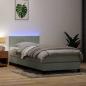 Preview: ARDEBO.de - Boxspringbett mit Matratze & LED Hellgrau 80x210 cm Samt