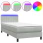 Preview: Boxspringbett mit Matratze & LED Hellgrau 80x210 cm Samt