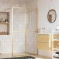 Preview: ARDEBO.de - Duschwand f?r Begehbare Dusche ESG Klarglas Golden 118x195cm
