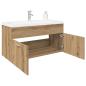 Preview: ARDEBO.de - Waschbeckenunterschrank mit Einbaubecken Artisan-Eiche