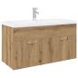 Preview: Waschbeckenunterschrank mit Einbaubecken Artisan-Eiche