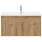Preview: Waschbeckenunterschrank mit Einbaubecken Artisan-Eiche