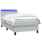 Preview: Boxspringbett mit Matratze & LED Hellgrau 80x210 cm Samt