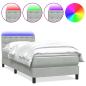 Preview: Boxspringbett mit Matratze & LED Hellgrau 80x210 cm Samt
