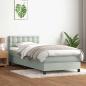 Preview: ARDEBO.de - Boxspringbett mit Matratze Hellgrau 80x210 cm Samt