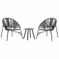 Preview: Gartenstuhl-Set 3-tlg. Schwarz Poly Rattan
