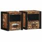 Preview: ARDEBO.de - Nachttische 2 Stk. Mehrfarbig 40x35x40 cm Altholz Massivholz