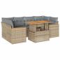 Preview: 6-tlg. Garten-Sofagarnitur mit Kissen Beige Poly Rattan Akazie