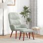 Preview: ARDEBO.de - Relaxsessel mit Hocker Hellgrau Samt