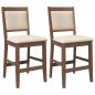 Preview: Barhocker mit Kissen 2 Stk. Braun Massivholz Gummibaum
