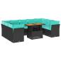 Preview: 10-tlg. Garten-Sofagarnitur mit Kissen Schwarz Poly Rattan
