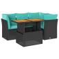 Preview: 5-tlg. Garten-Sofagarnitur mit Kissen Schwarz Poly Rattan