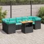 Preview: ARDEBO.de - 8-tlg. Garten-Sofagarnitur mit Kissen Schwarz Poly Rattan