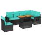 Preview: 7-tlg. Garten-Sofagarnitur mit Kissen Schwarz Poly Rattan